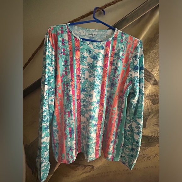 New Lands End Long Sleeve Swim Tee Orchid Flower Pattern  SZ XL Ex Large - Picture 6 of 7